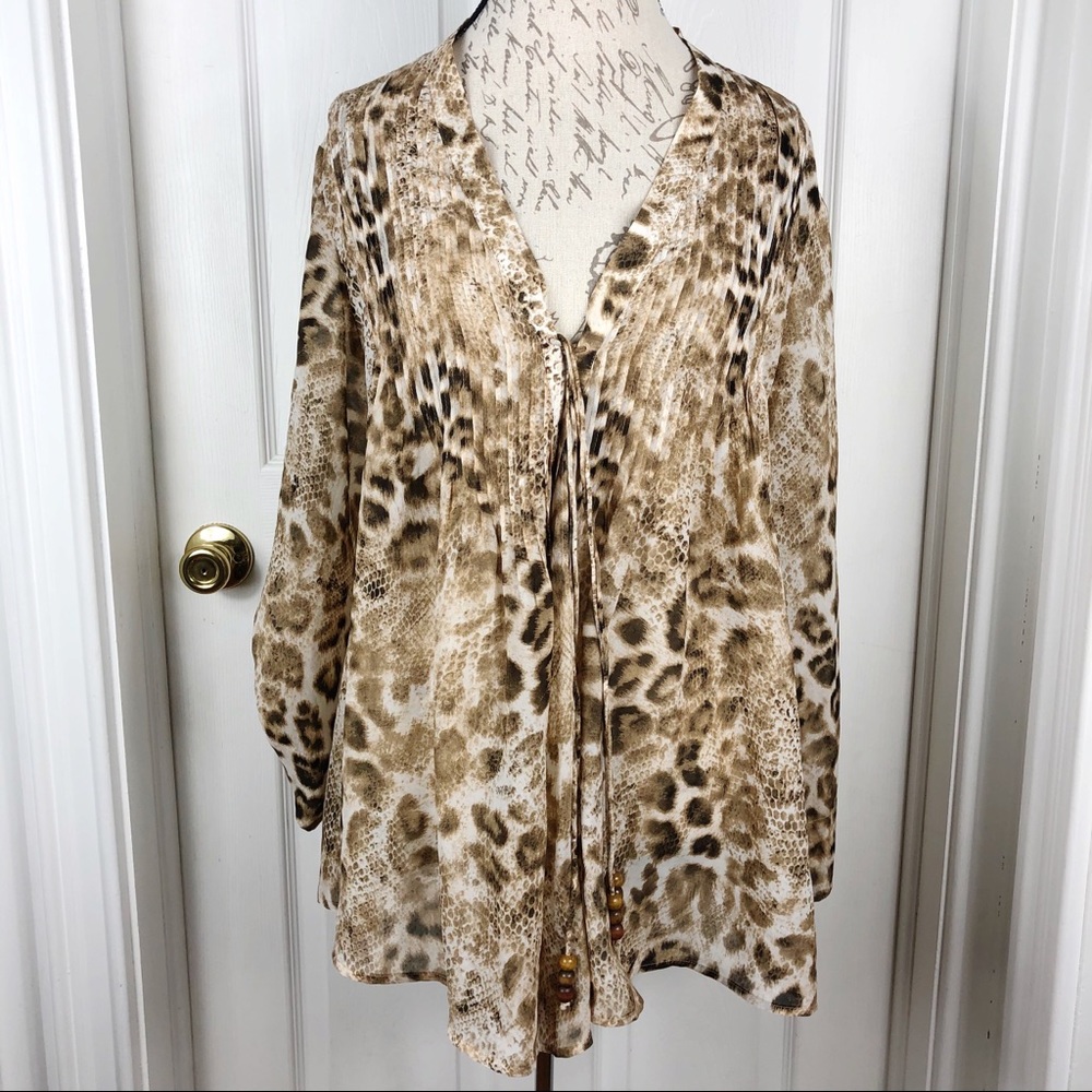 Chico's Animal Print cover up or blouse Size 2
